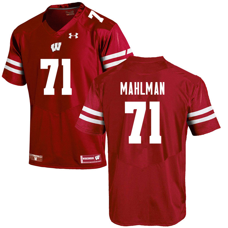 Wisconsin Badgers Men's #71 Riley Mahlman NCAA Under Armour Authentic Red College Stitched Football Jersey AX40G10CQ